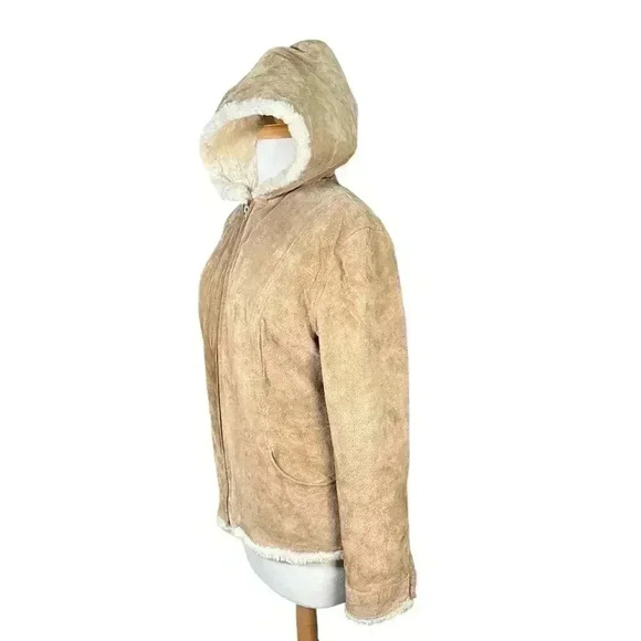 MULBERRY STREET Vintage 90s Leather Jacket with Teddy Lining SZ Small Tan - Picture 2 of 16